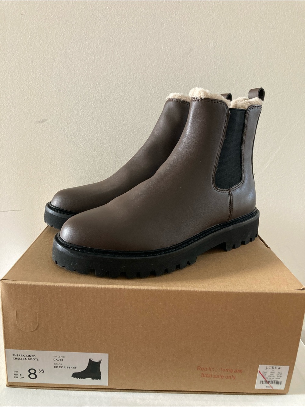 JCrew Factory lug sole Chelsea boots